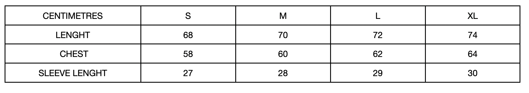 Size Chart