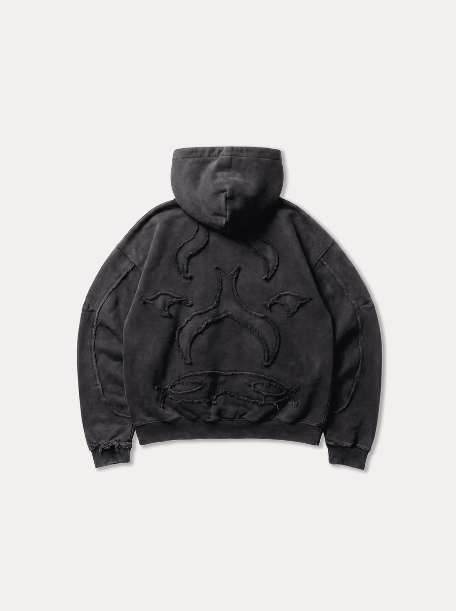 Elusive Core Hoodie, back view with embroidery